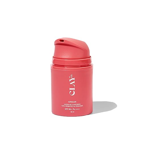 clayco sunglaze sunscreen spf 50 pa++++ | probiotic & ceramide infused | lightweight, non greasy & fast absorbing | broad spectrum uva, uvb & blue light protection | hydrating & brightening | for all skin types (50ml)