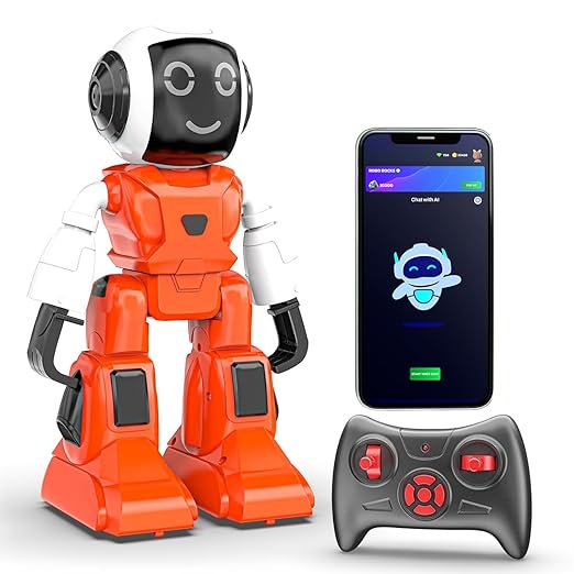 mirana moonwalker | smart interactive chat gpt ai robot toy for kids | usb rechargeable type c | ar games & in built bluetooth speaker | remote & app controlled | gift for boys & girls 2+ years (red)