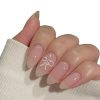 nails magic 24 pink artificial fake nails set | glossy pink with white bow design | reusable, lightweight & long lasting | perfect for festive & special occasions