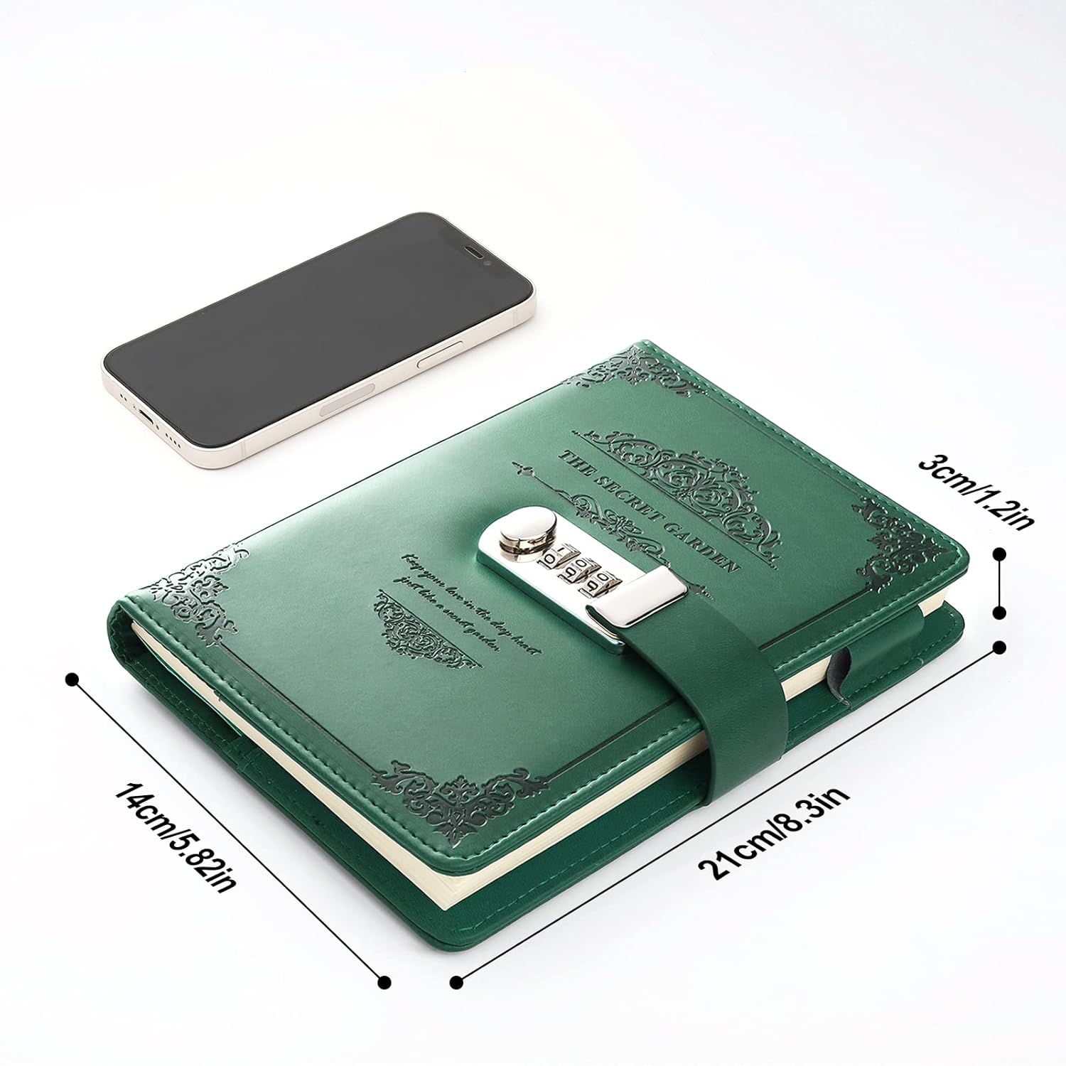 xiyunte diaries with lock, a5 adult diary with lock, vintage pu leather journal notebook with pen, personal diary with pen holde 200 pages 100gsm premium thick paper, gift box green